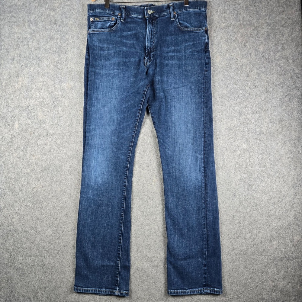 Polo Ralph Lauren Hampton Relaxed Straight Jeans Mens 38x33 Blue Dark Wash Denim
